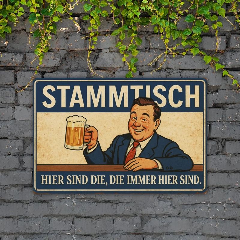 Metal sign “Stammtisch – Here are those who are always here”