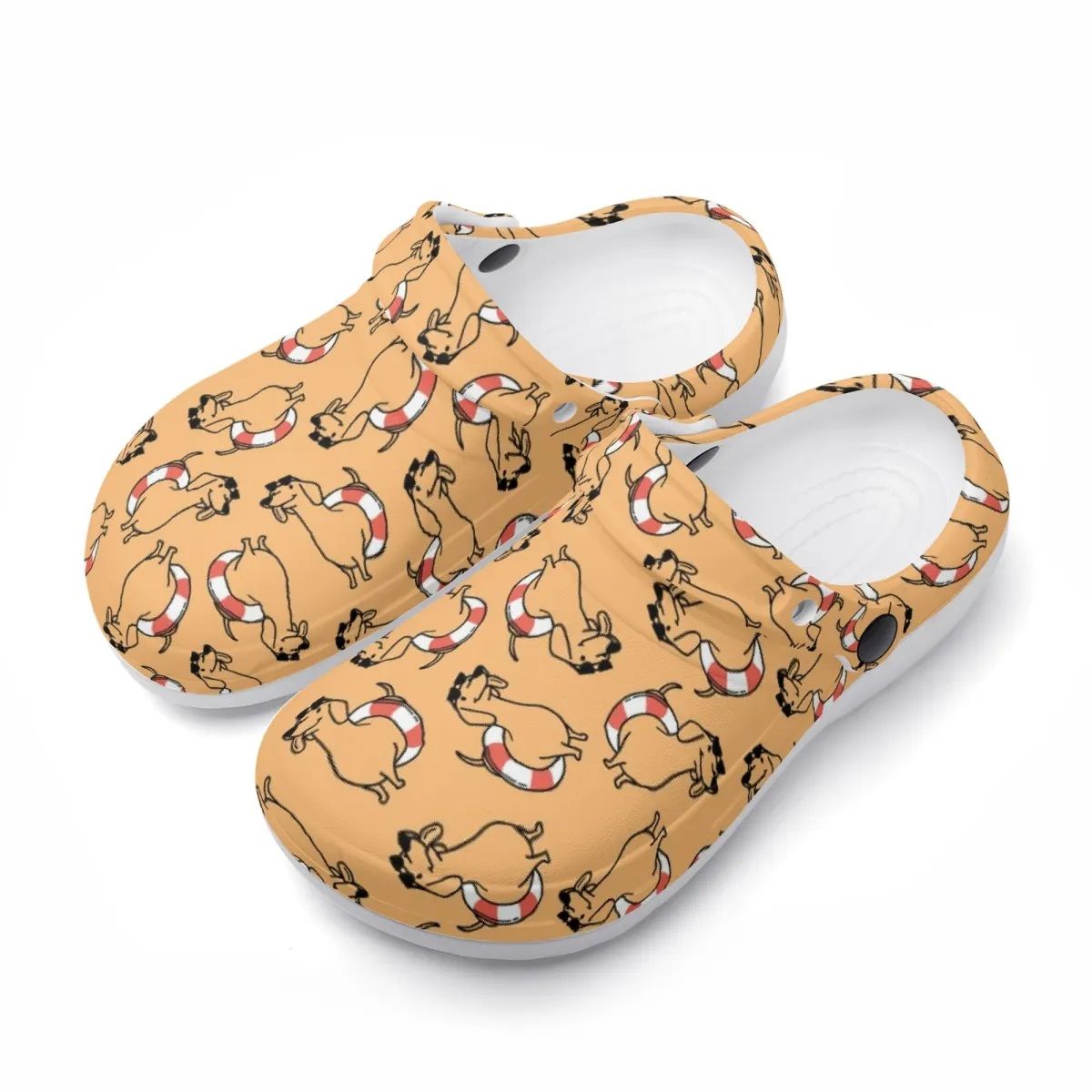 Closed Clogs - Dachshund with Lifebuoy Pattern