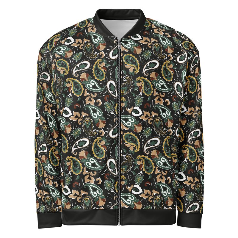 Lightweight paisley pattern bomber jacket