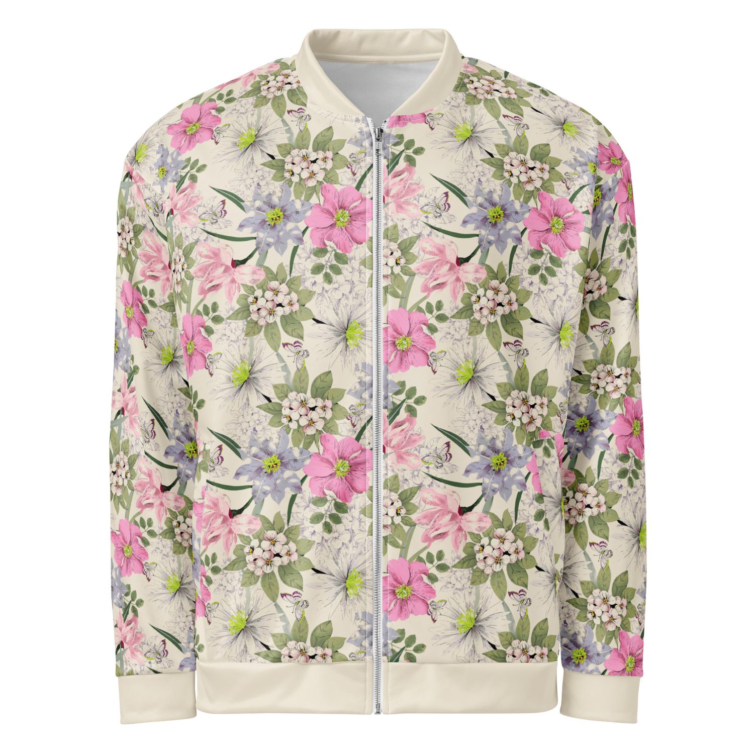 Leichte zarte Blumenmuster Bomberjacke