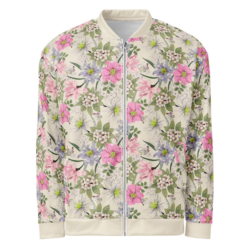 Lightweight delicate floral pattern bomber jacket