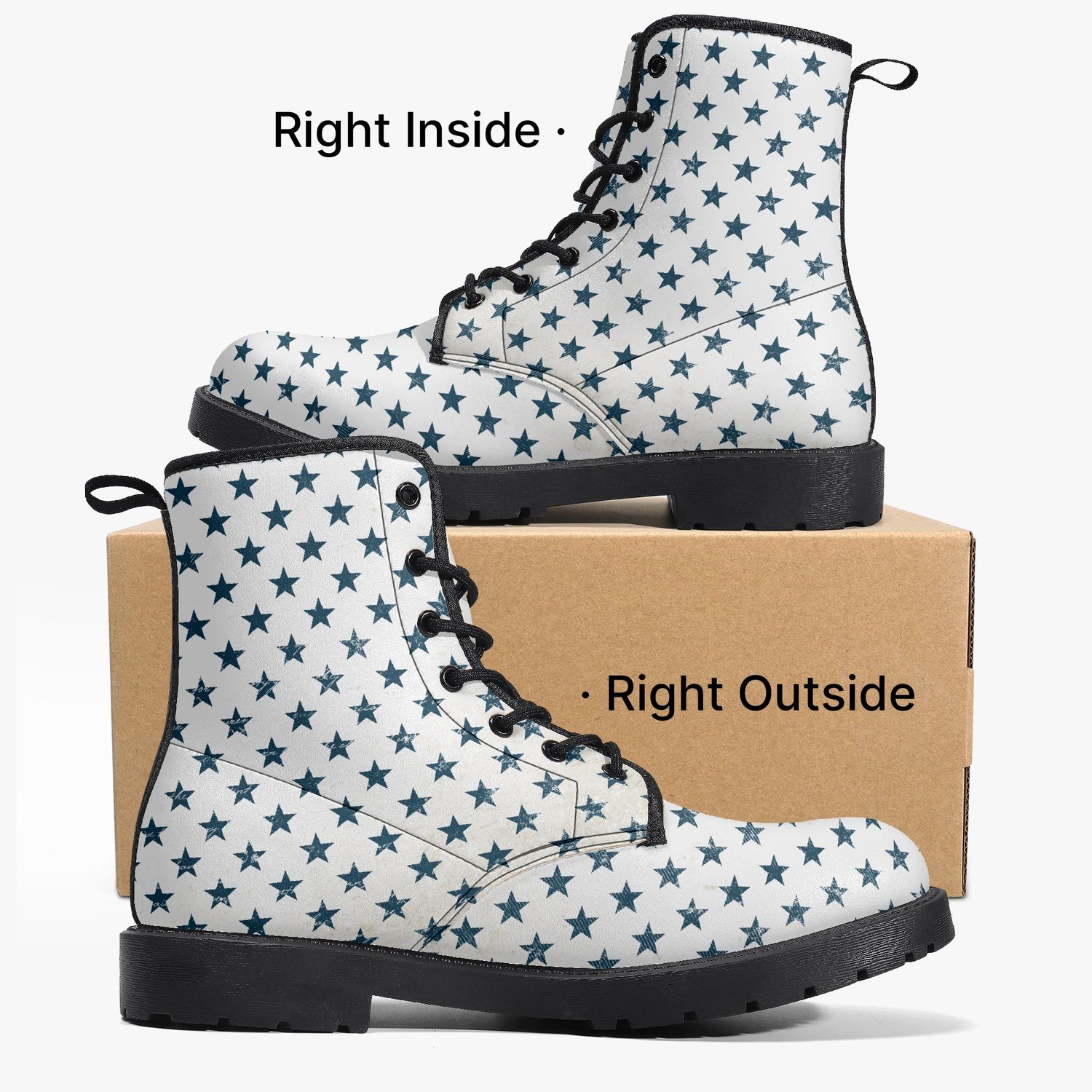 Leather boots with star pattern