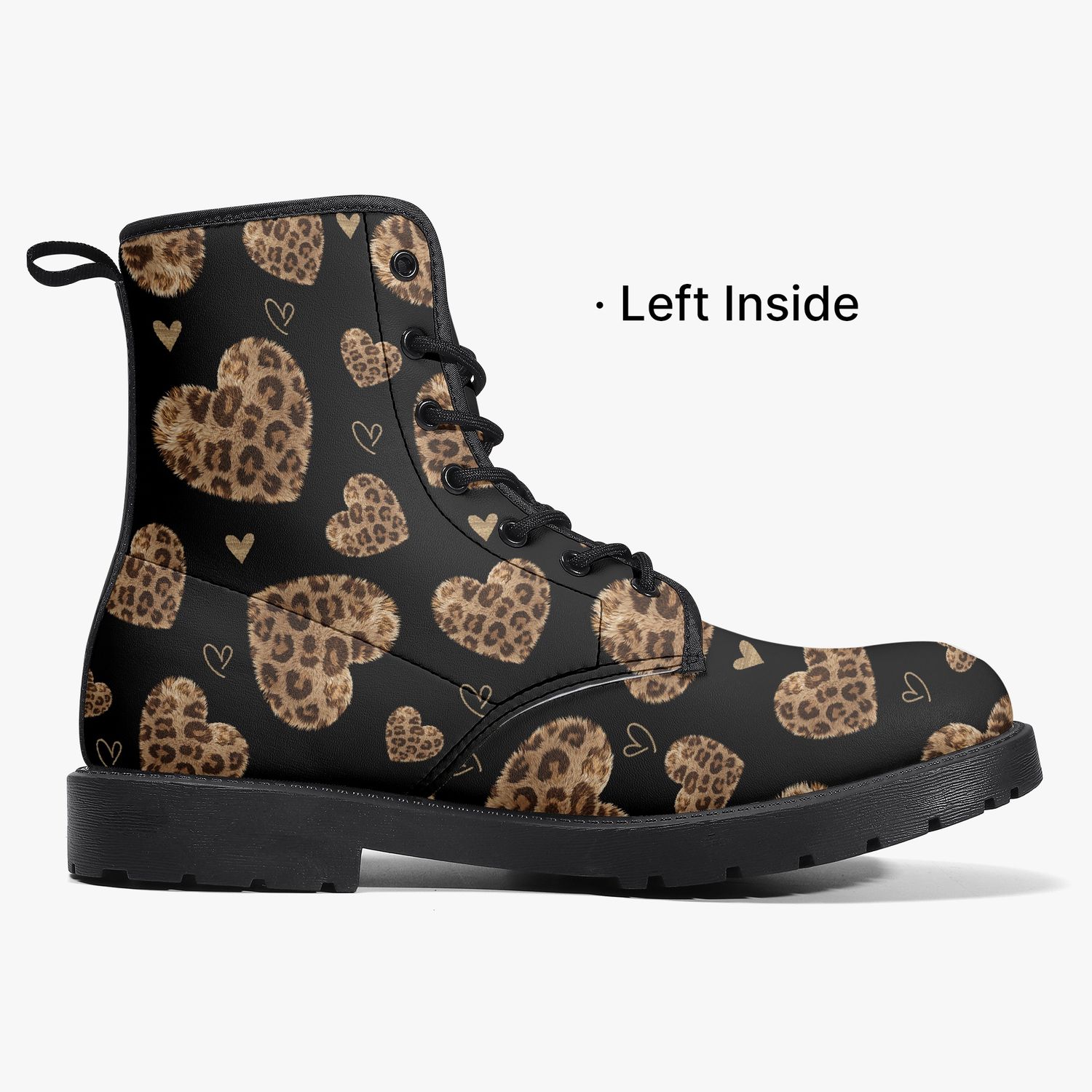 Leather boots “Leopard Love” with leopard hearts