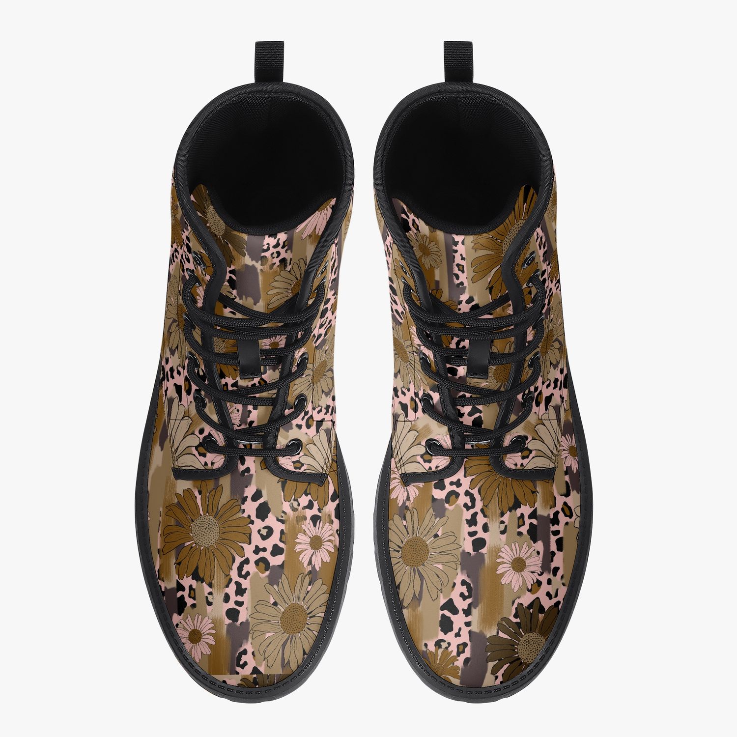 Leather boots “Wild Bloom” with flowers &amp; animal print