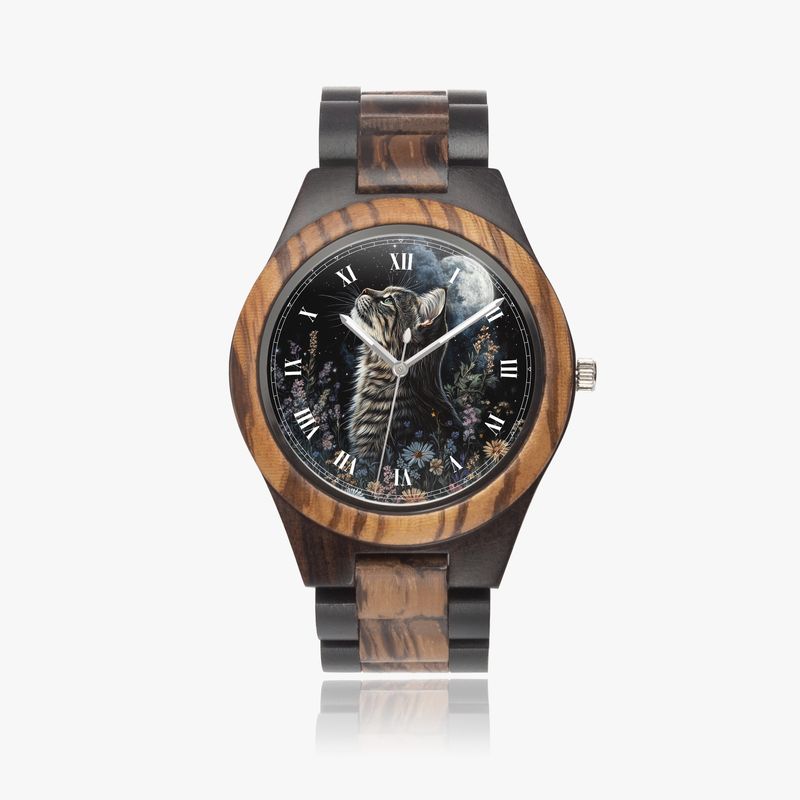 Unisex wooden watch “Moonlight Cat”