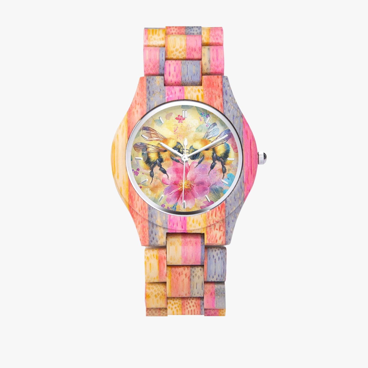 Camouflage Wooden Clock “Blossom Bee”