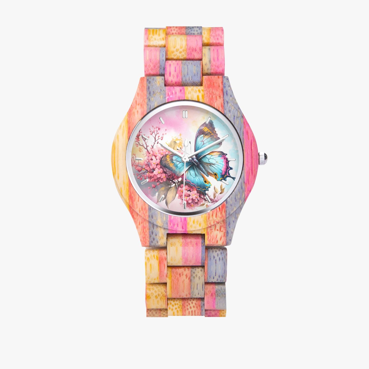 Camouflage Wooden Clock “Blossom Butterfly”