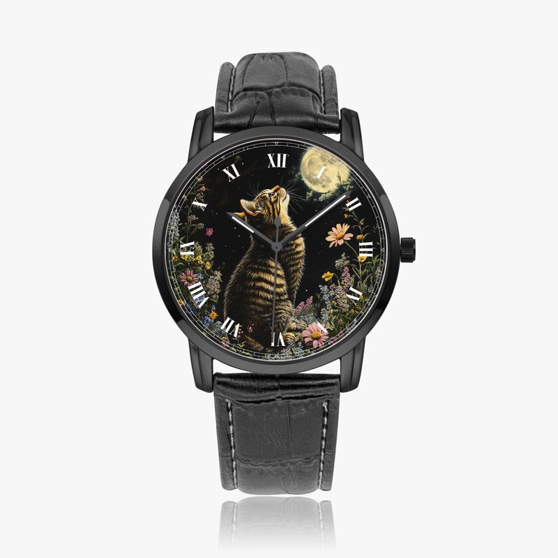 KARO leather wristwatch “Moon Cat”