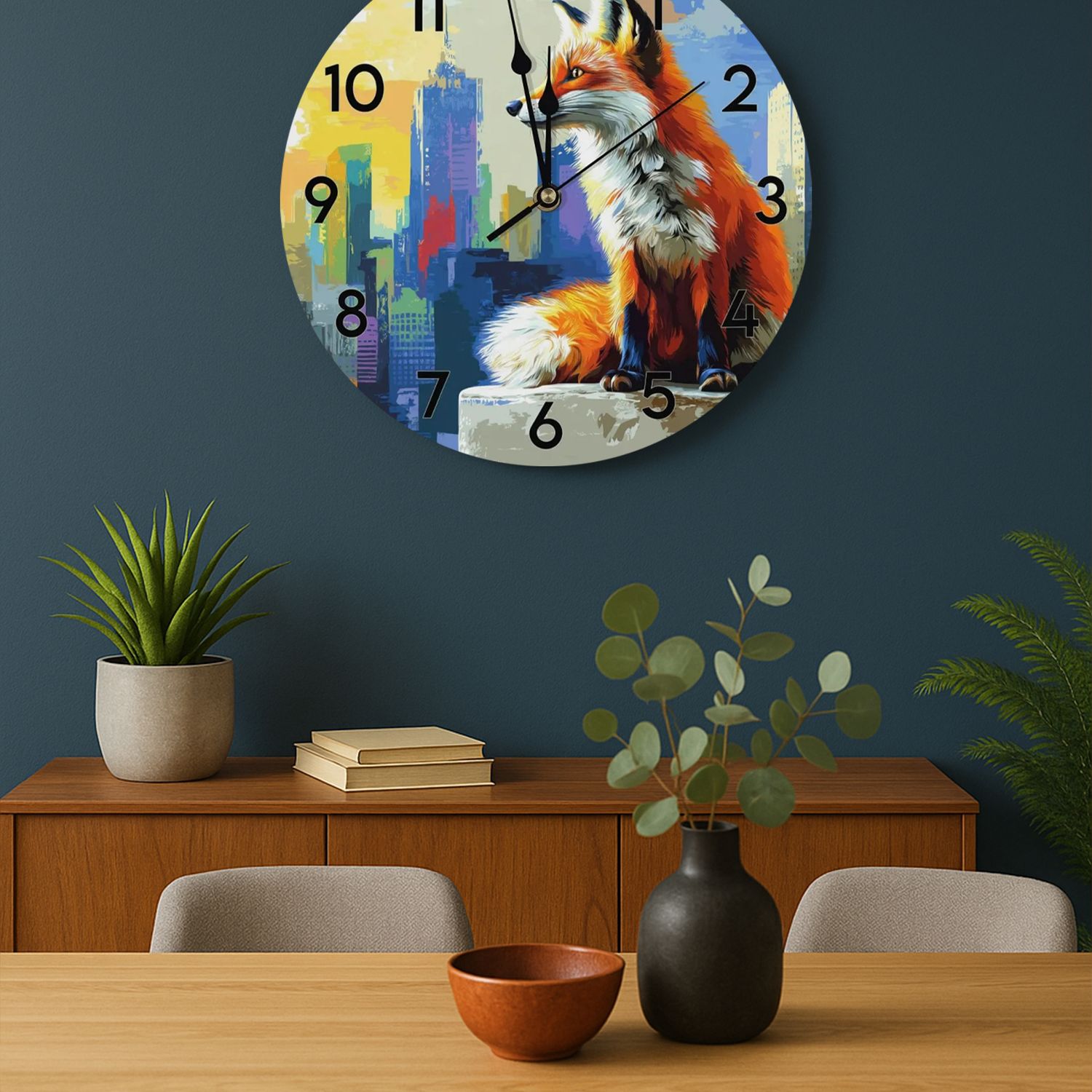 Wooden wall clock - &quot;Urban Fox&quot;