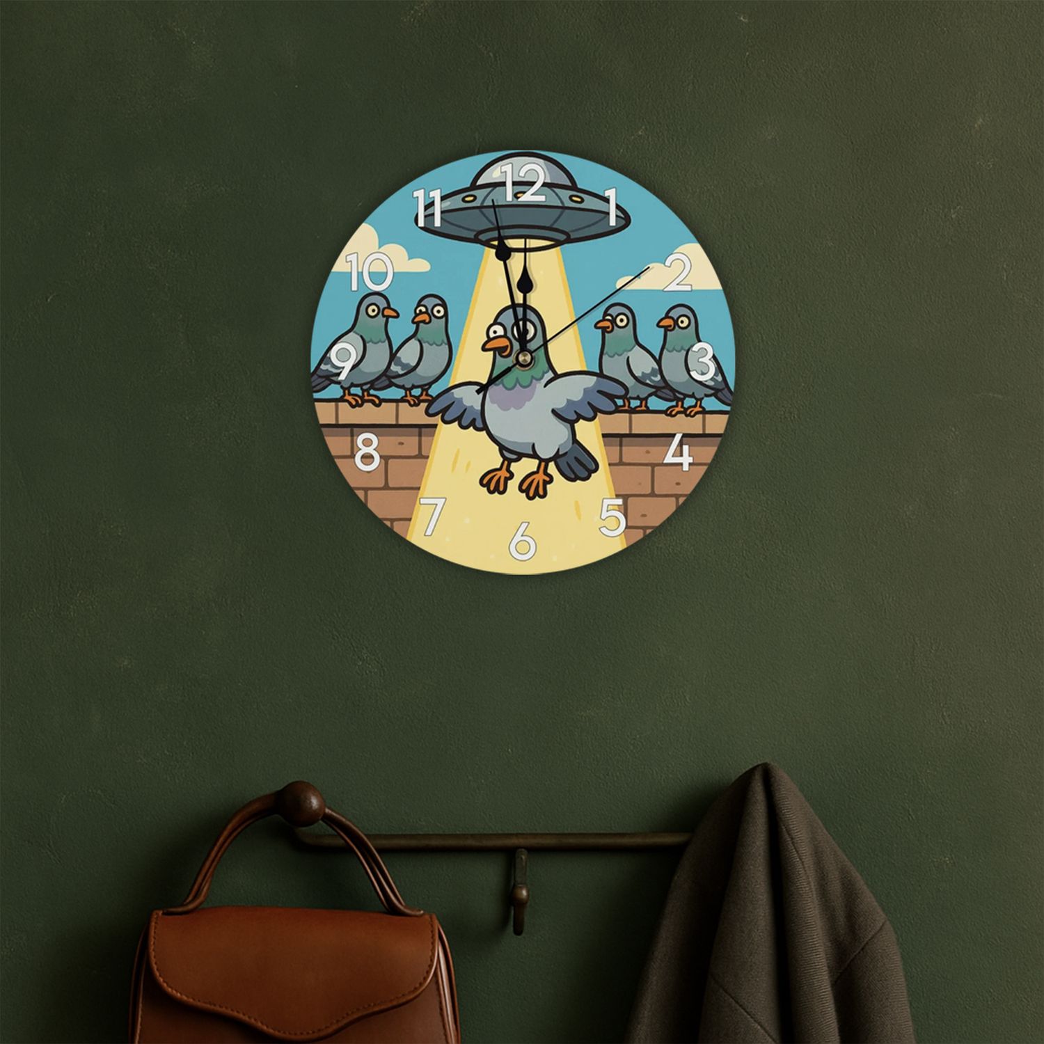 Wooden wall clock - &quot;Pigeons are spawned&quot;