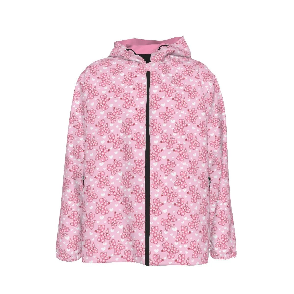Lightweight windproof children&#39;s jacket with balloon dog pattern in pink