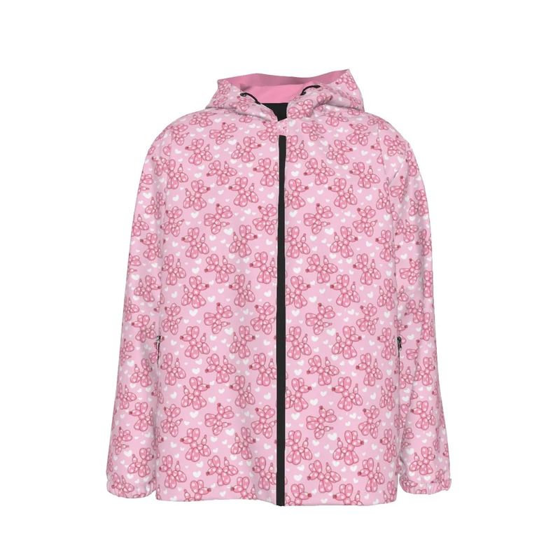 Lightweight windproof children&#39;s jacket with balloon dog pattern in pink