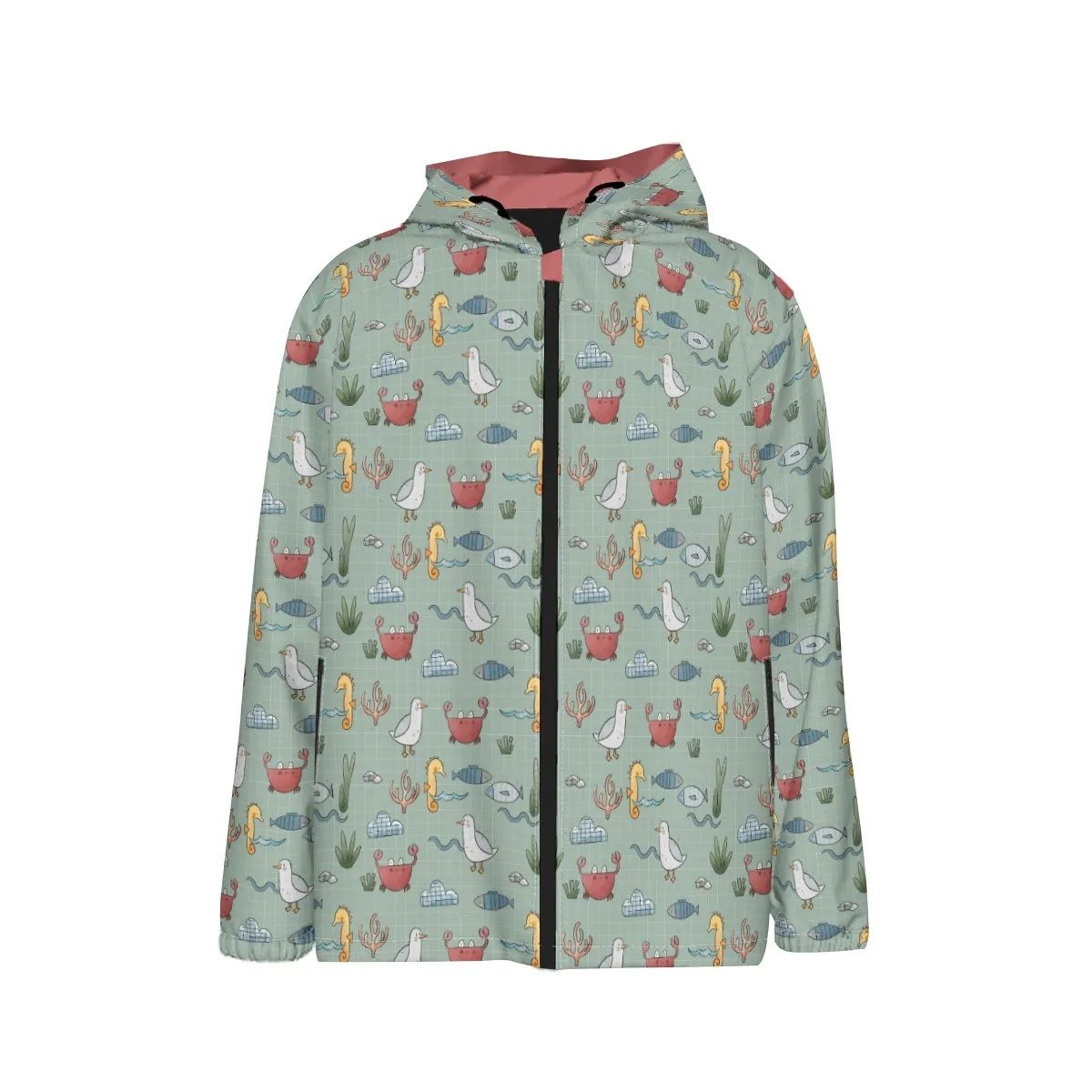 Lightweight windproof children&#39;s jacket with maritime pattern