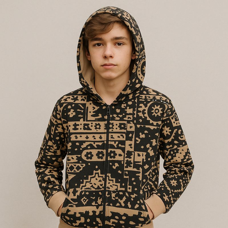 Children&#39;s hoodie with zip ethnic pattern
