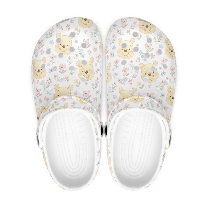 White Floral Clogs - Winnie the Pooh