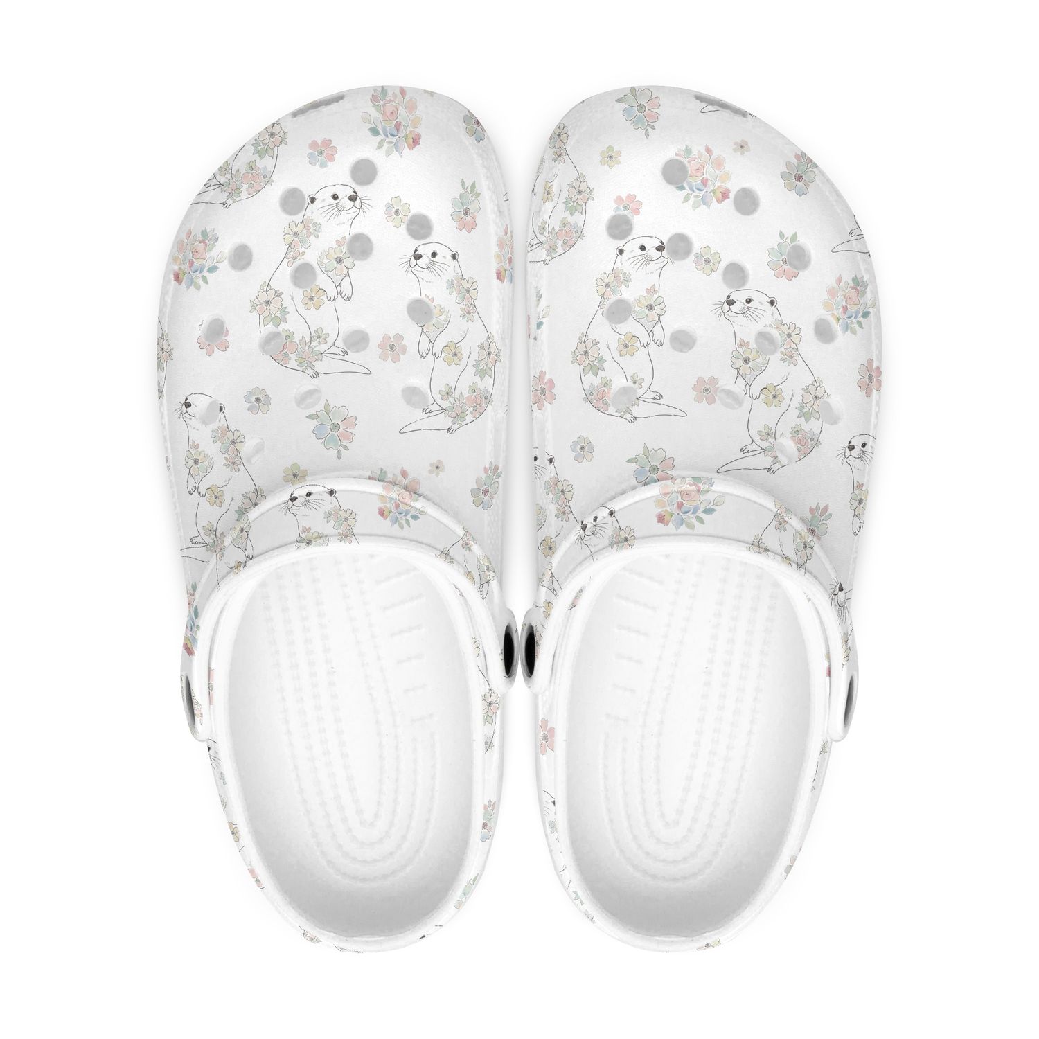 White Floral Clogs - Otter