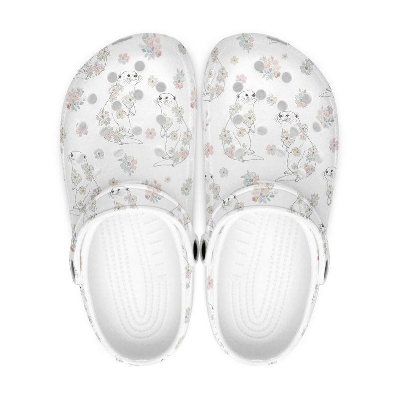 White Floral Clogs - Otter