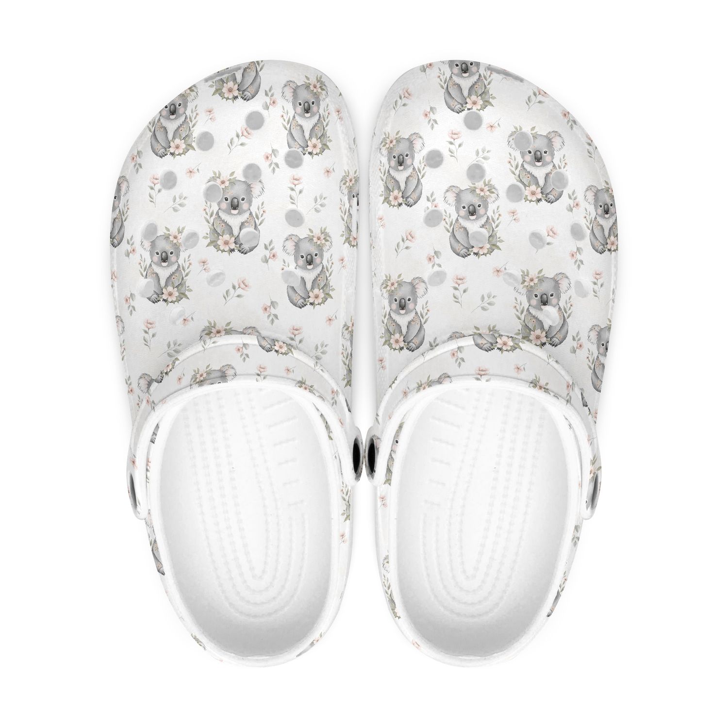 White Floral Clogs - Koala Bears