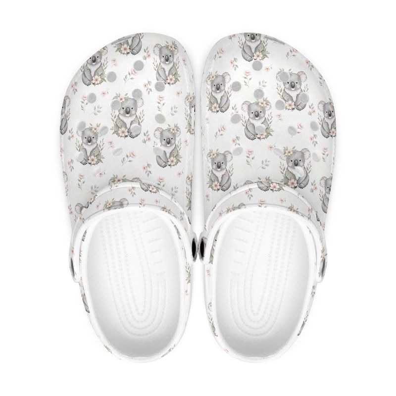 White Floral Clogs - Koala Bears