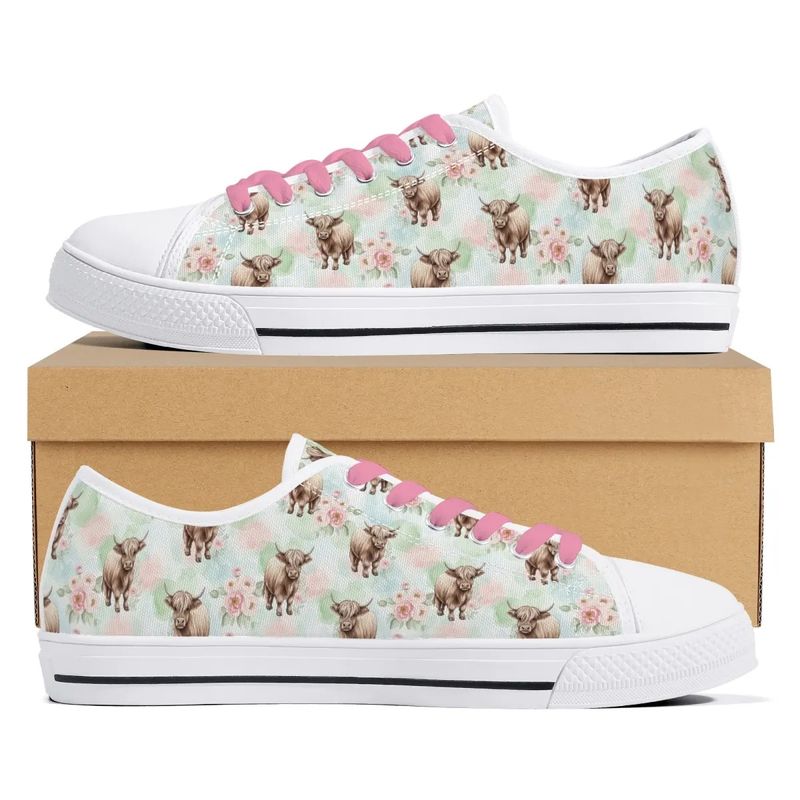Canvas Shoes - Highland Cow Design