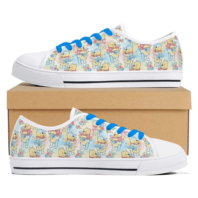 Canvas Shoes - Winnie the Pooh Floral and Pastel Design
