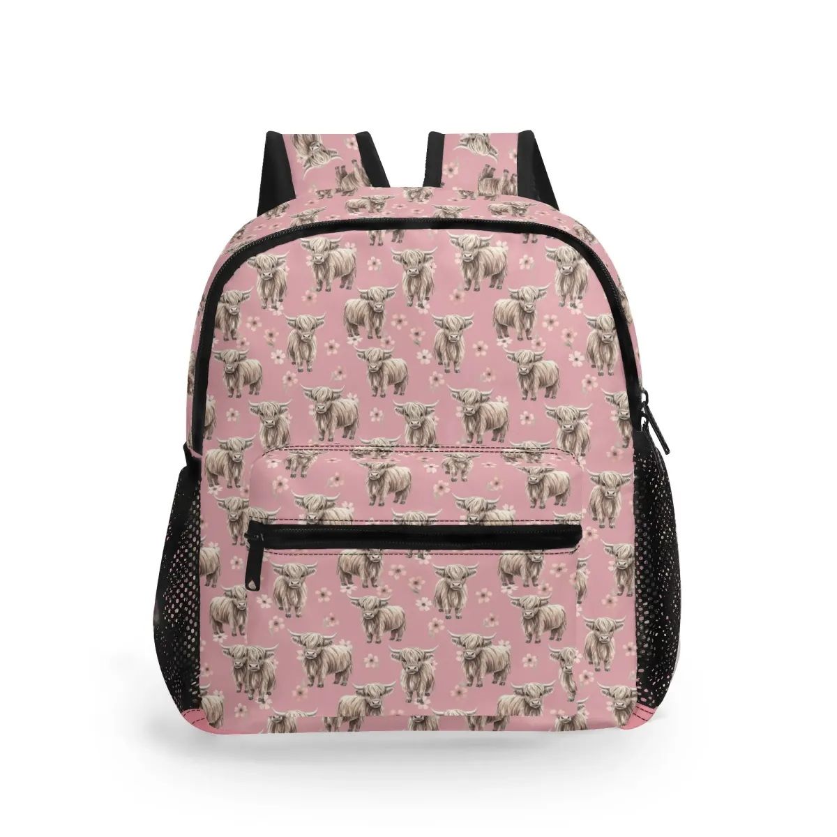 Pink children&#39;s backpack Highland Cow