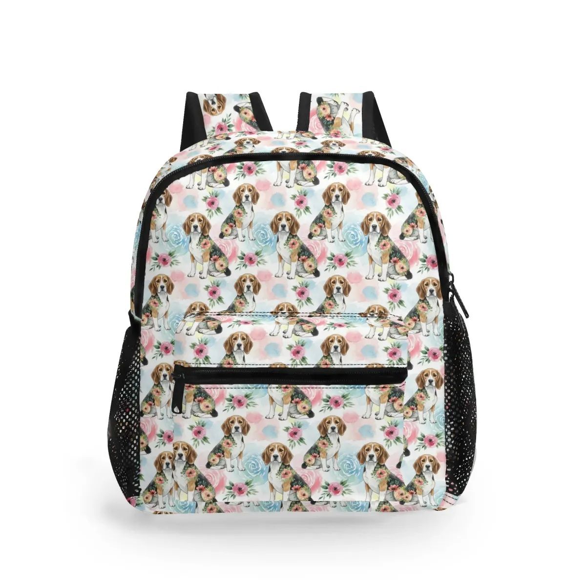 Colorful children&#39;s backpack with beagle dog pattern