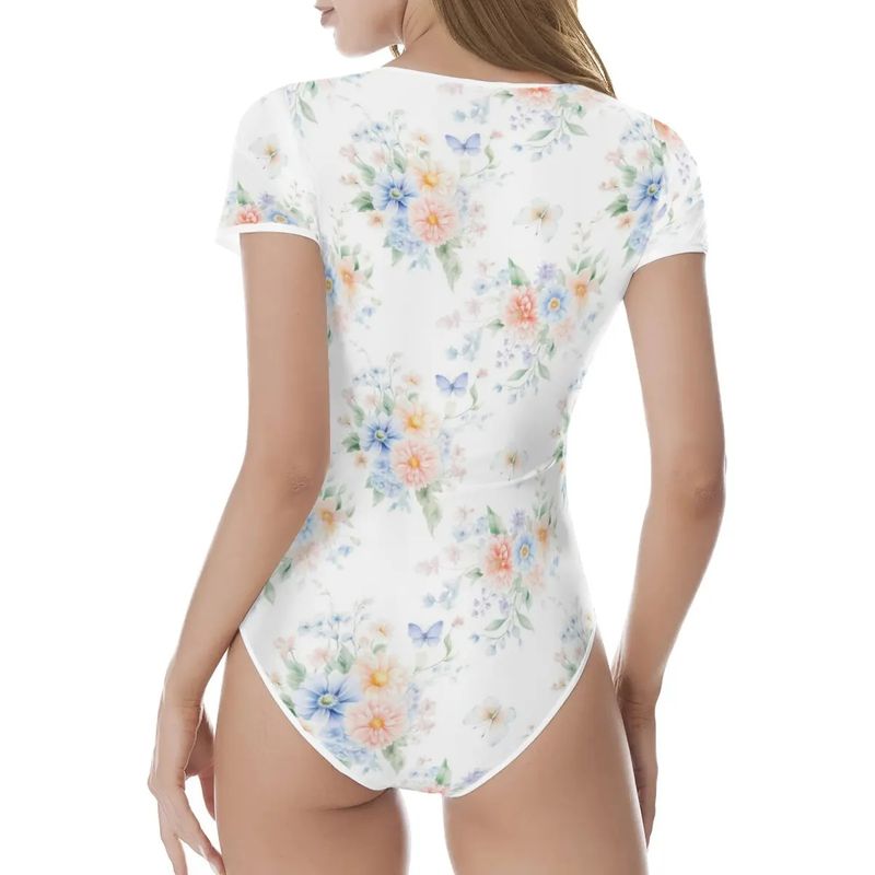 White Bodysuit Floral Whisper