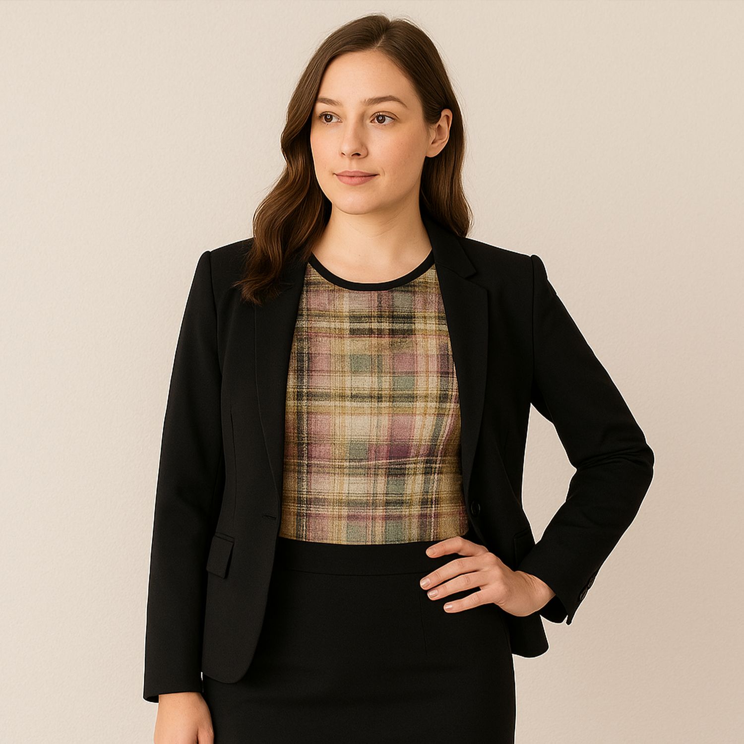 Checked bodysuit muted check