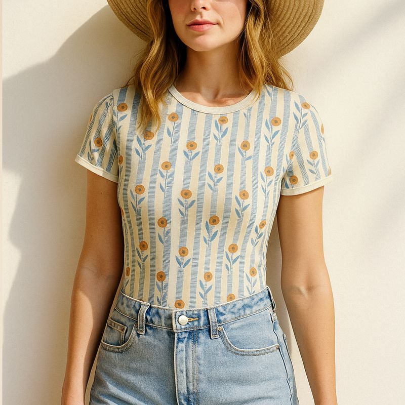 Retro pattern bodysuit Sunstripe