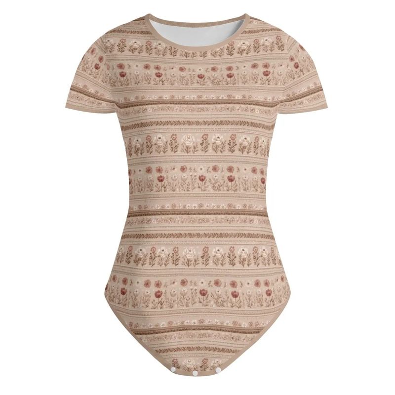 Retro floral print bodysuit Vintage Floral Harmony