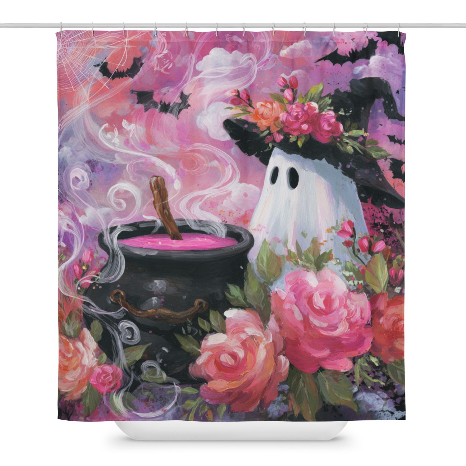 Witchy Bloom Ghost Shower Curtain