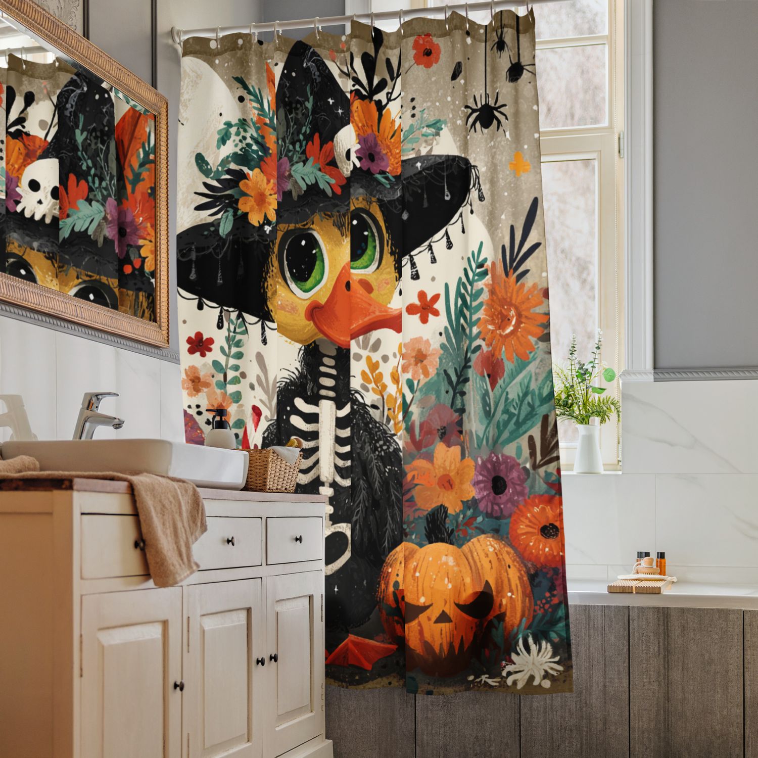 Spooky Quack Witch Shower Curtain