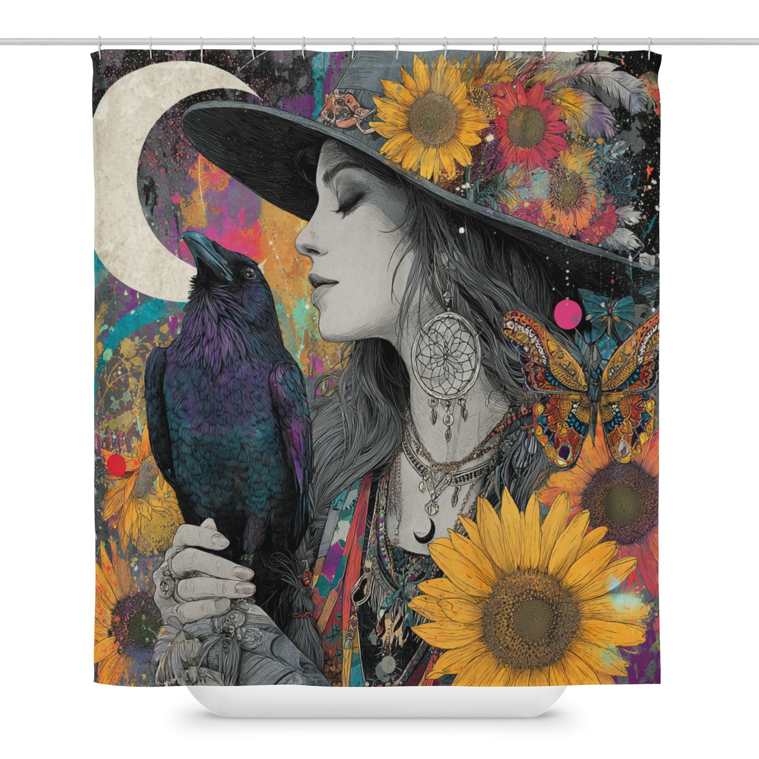 Mystic Moonflower Shower Curtain