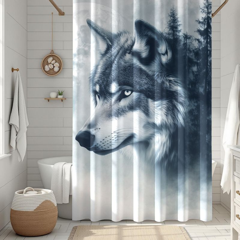 Mystic Moon Wolf Shower Curtain