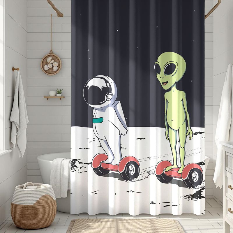 Cosmic Ride – Astronaut meets Alien Shower Curtain