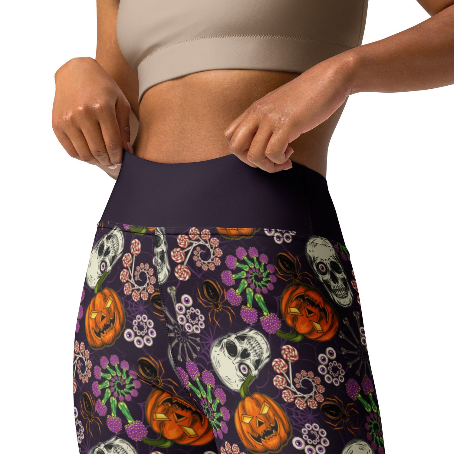 Spooky Candy Skulls High Waist Leggings