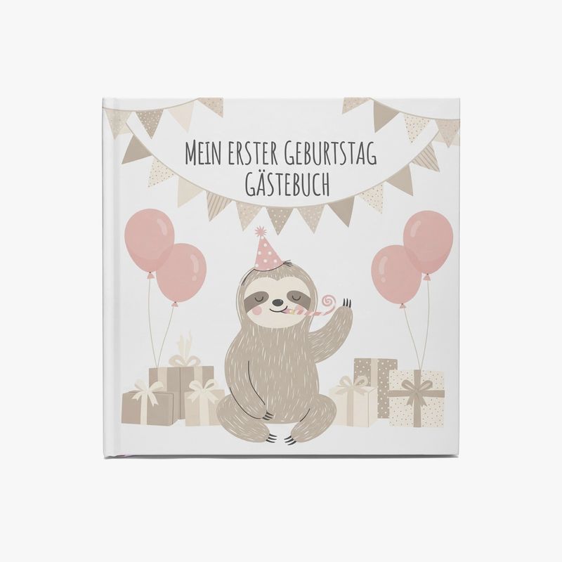 Children&#39;s Guestbook Sloth - My First Birthday