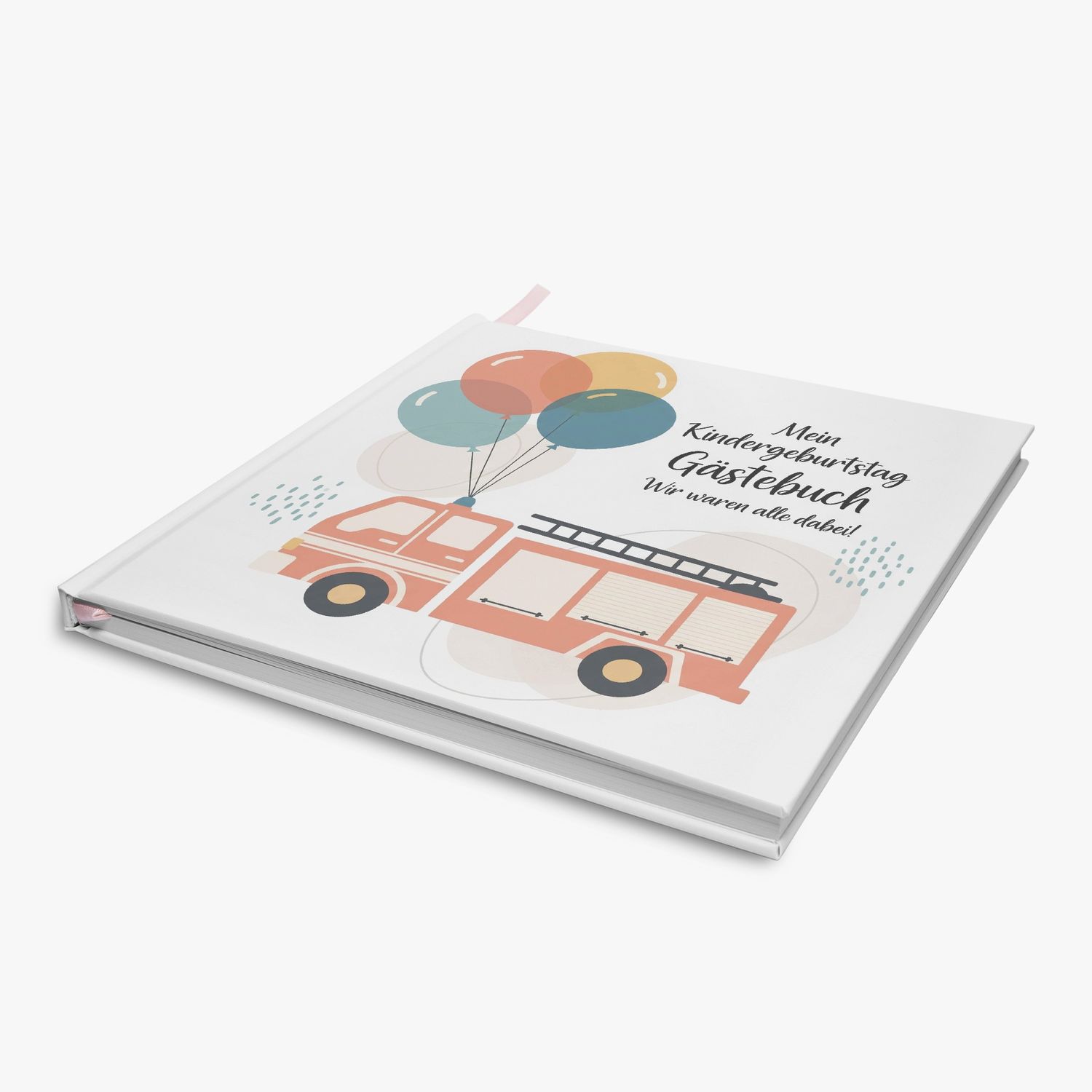 Children&#39;s birthday guest book - fire engine