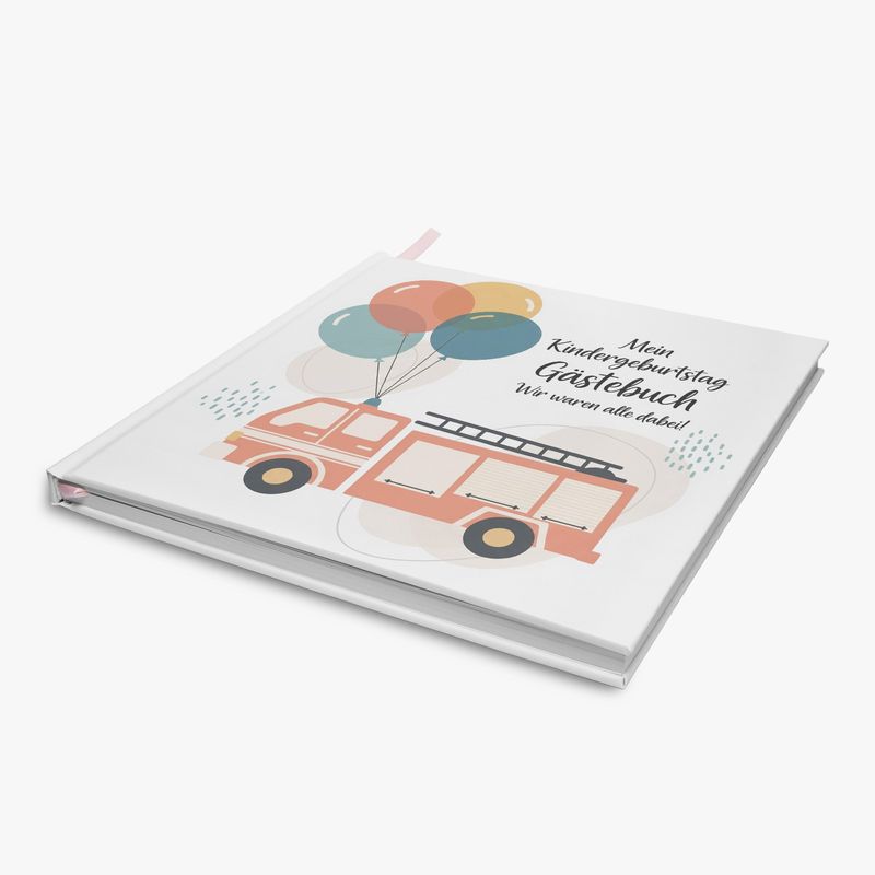 Children&#39;s birthday guest book - fire engine