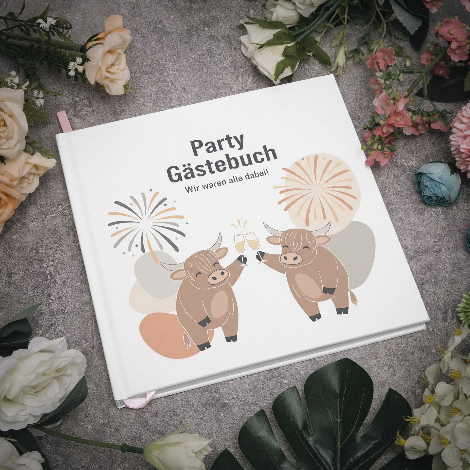 Party Guestbook - Highland Cattle &amp; Fireworks