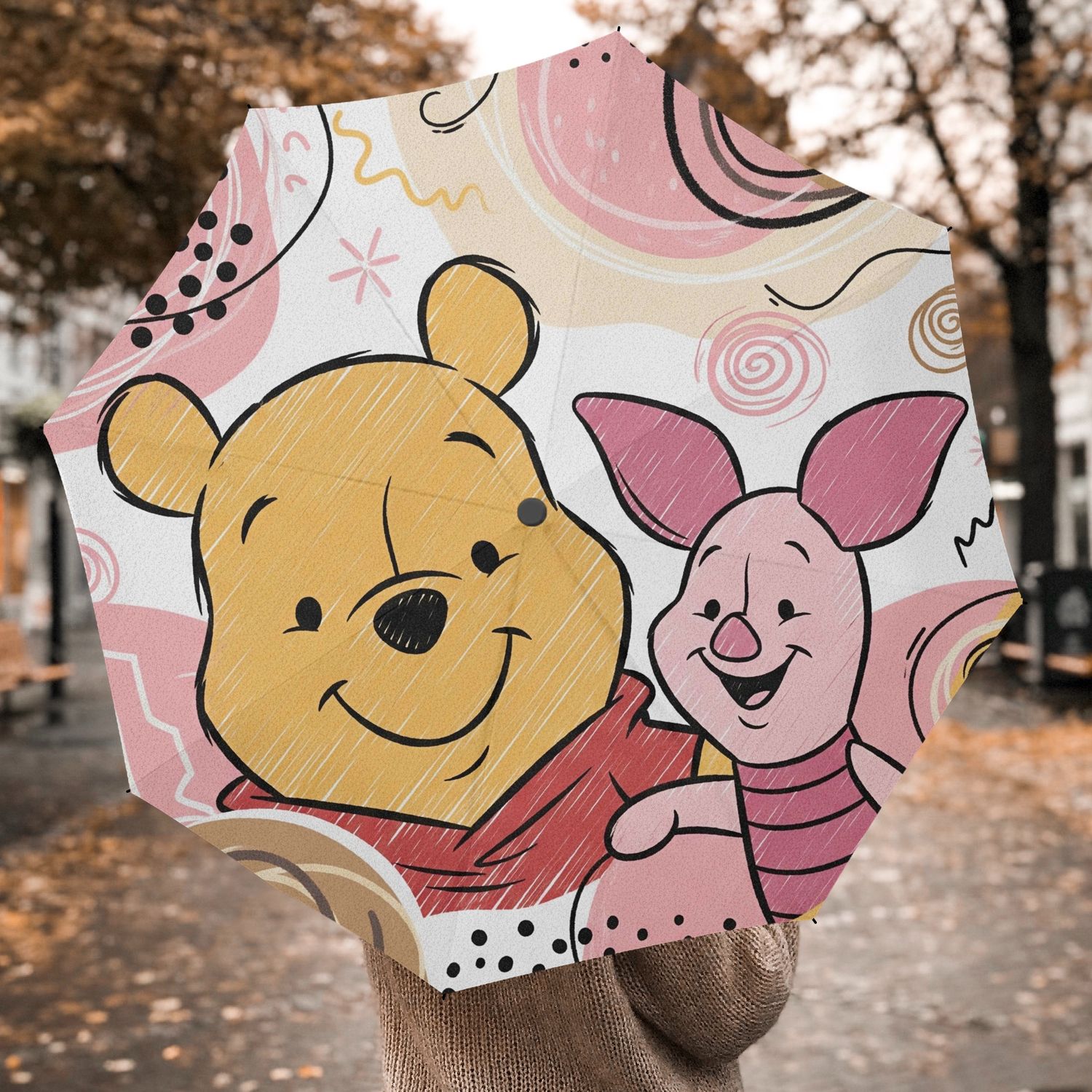 Colorful Winnie the Pooh &amp; Piglet Umbrella – Automatic
