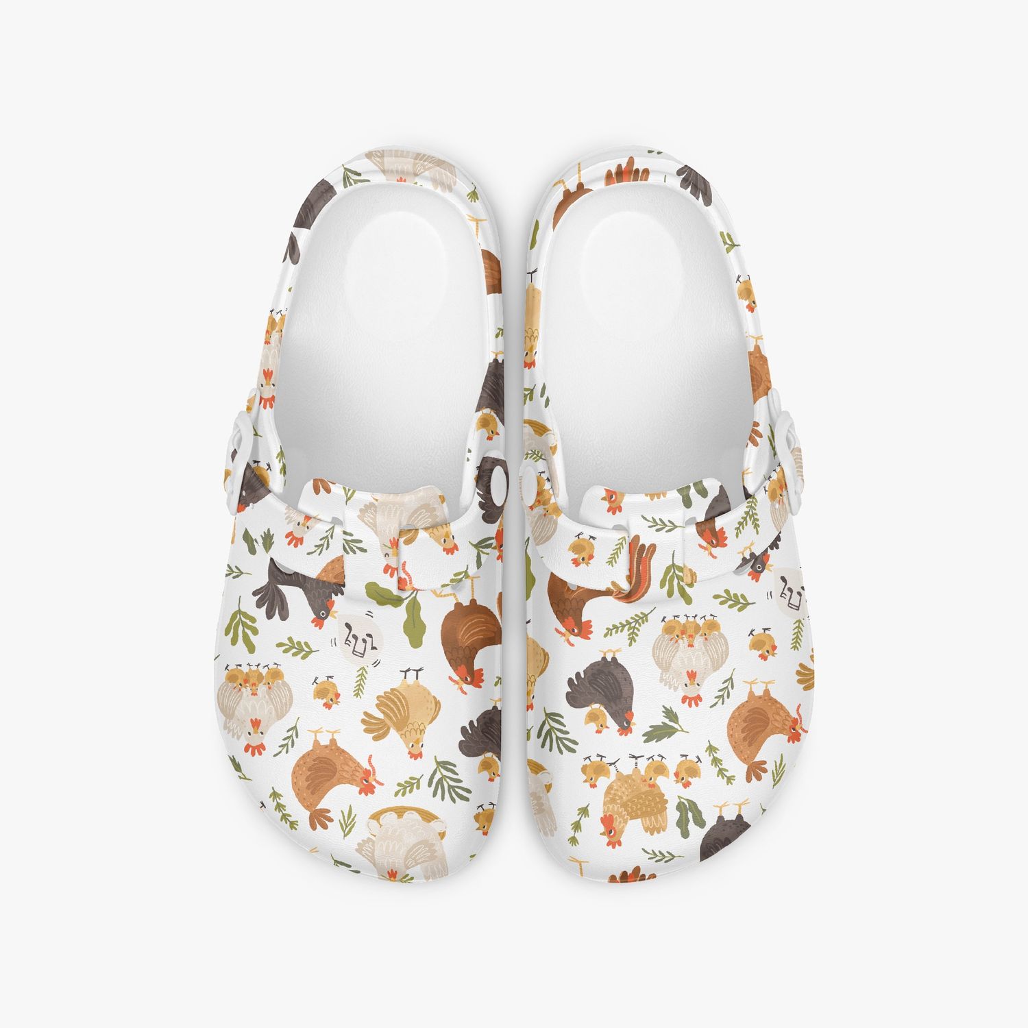 Closed Clogs White - Funny Chickens