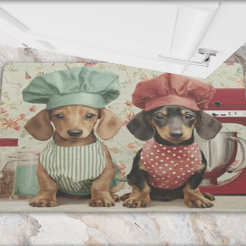 Dachshund as chef&#39;s doormat