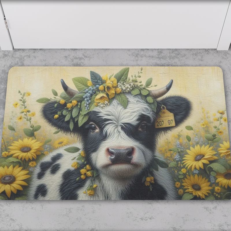 Highland Cow &amp; Sunflower Doormat