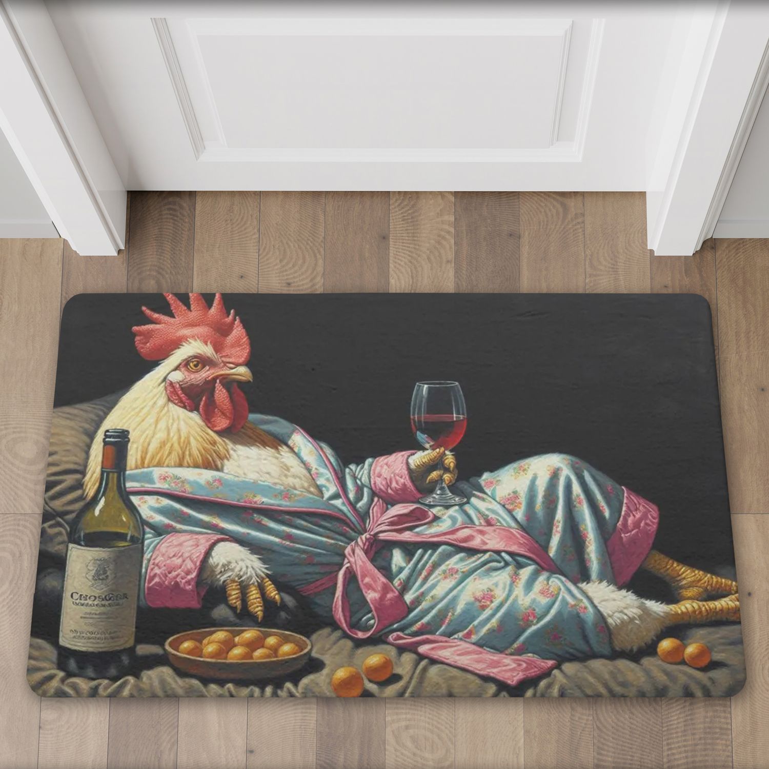 Funny Wine Chicken Doormat