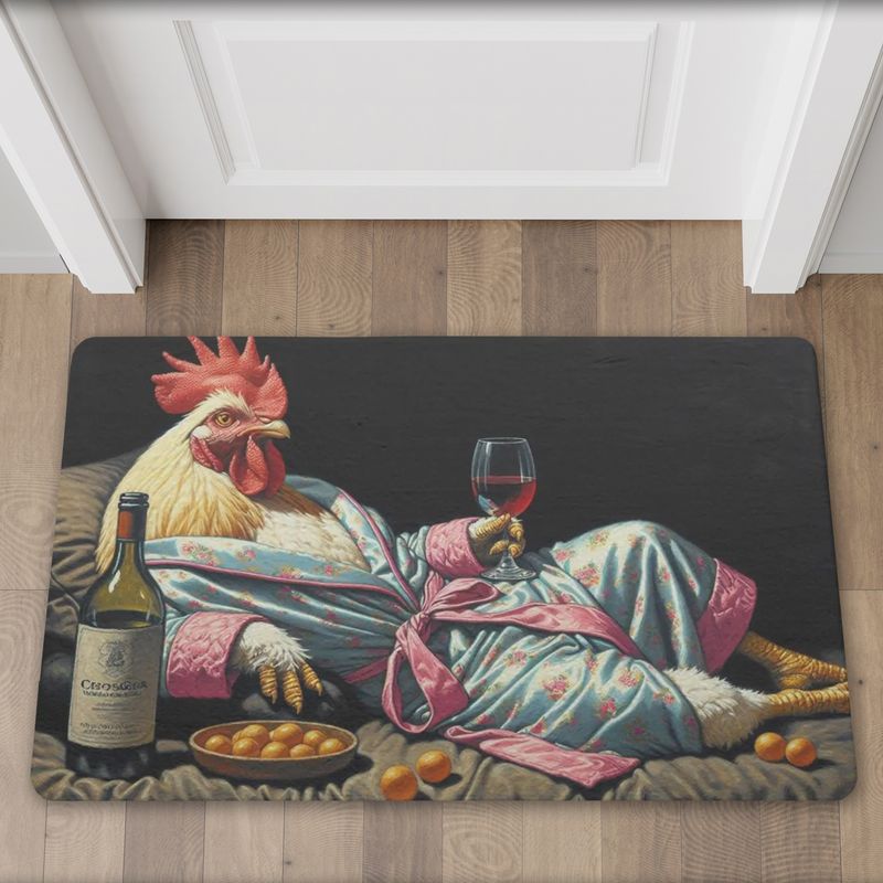 Funny Wine Chicken Doormat