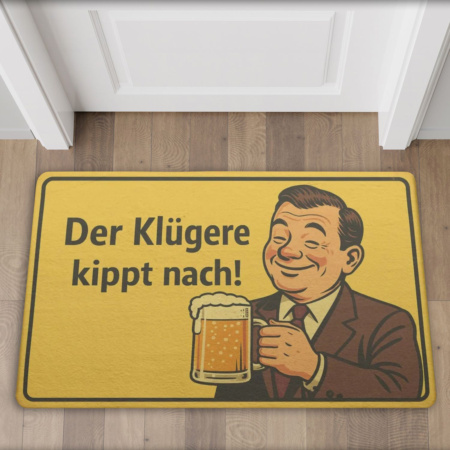 Funny retro doormat &quot;The cleverer one tips over!&quot;