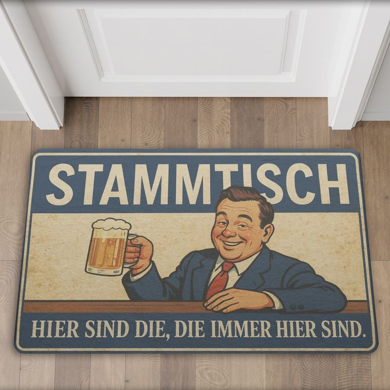 Funny doormat “Stammtisch – Here are the ones who are always here.”