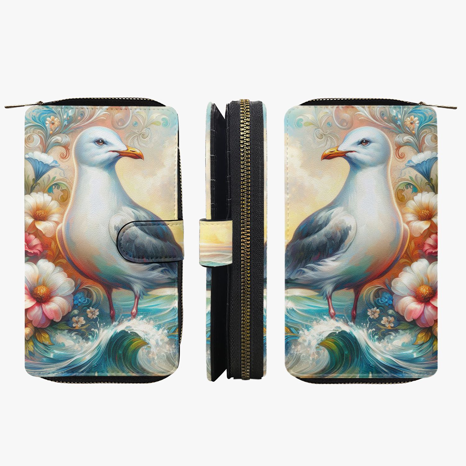 Large Maritime Wallet Floral Seagull